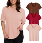 HLTPRO 3 Pack V Neck T Shirts for W