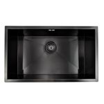 ENKI, Bali, KS033, Gunmetal Black Stainless Steel Rectangular Kitchen Sink, 760mm x 455mm, Undermount Topmount Fitting into Sink Unit, Large Sink Bowl, Kitchen Essential