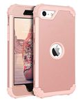 BENTOBEN for iPhone SE 2022 Case and Phone Case iPhone SE 2020, Heavy Duty 3 in 1 Full Body Rugged Shockproof Hybrid Hard PC Soft Rubber Bumper Drop Protective Girl Women Boy Men SE Cover, Rose Gold