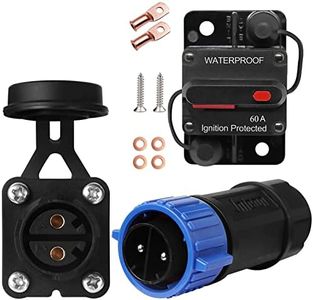 GaiRen Trolling Motor Plug and Circuit Breaker 60Amp Kit, Trolling Motor Connector with Receptacle 12/24/36/48 Volt Marine Boat Power Waterproof IP67 Compatible with 8 AWG wire
