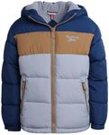 Reebok Boys' Winter Coat - Heavyweight Quilted Puffer Snow Parka - Weather Resistant Ski Jacket for Boys (8-20), Size 14-16, Batik Blue, Batik Blue, 14-16