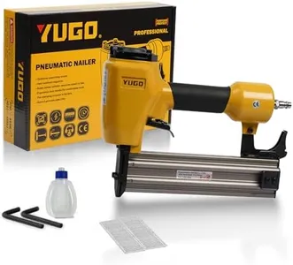 YUGO 16-Gauge Pneumatic Finish Nailer, Adjustable Depth Lightweight Air Nail Gun for Furniture and Cabinets, Doors and Windows, Beading, Decorative Trims T50-S1