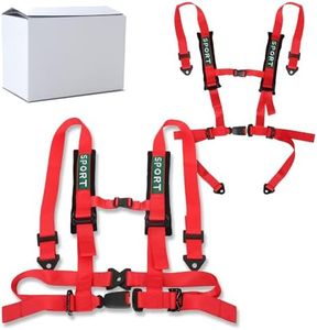 BESTZHEYU 2 PCS 4 Point Harness with 2 Inch Comfortable Heavy Duty Shoulder Padding with Quick Auto buckle for UTV ATV Sports Car, Racing Car, Car Red Racing Harness
