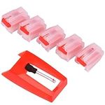 5 Pack Record Player Needle, Universal Compatibility Turntable Stylus Replacement Needle Diamond Vinyl Record Player Accessories for Crosley Victrola ION Jenson LP Phonograph Red