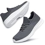 vibdiv Mens Running Trainers Shoes - Fashion Lightweight Casual Gym Athletic Fitness Comfortable Breathable Outdoor Flat Trainers Dark Grey