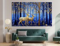 CN RETAILS Deer in Forest Painting with Frame Big Size (48x30) Wall art for living room,Bedroom,Drawing room,Hotels-Wooden Framed-Digital Painting ss07_03