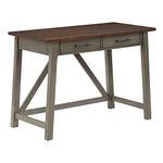 OSP Home Furnishings Milford 42 Inch Writing Desk with 2 Drawers and Burnished Decorative Hardware, Slate Grey