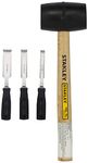 STANLEY 16-089 Metal and Plastic Chisel Set (Pack of 3) with STANLEY STHT57528-8 450gms Rubber Mallet Hammer