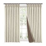 LIYAXUN 150" x 96" Solid Pinch Pleat Faux Linen Knitting Liner Drape for Big Room, Blackout Thermal Insulated Large Curtain with Lining for Traverse Rod and Track, Beige 150" W x 96" L (One Panel)