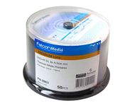 Falcon Media 50-Pack Premium Line DVD+R Dual Layer Discs with White Thermal Printable Surface, 8X Recording Speed, and 8.5 GB of Data in Cakebox Packaging