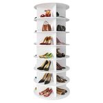 FFFROG 7 Tier Rotating Shoe Rack Tower, Spinning Shoe Display Lazy Susan, Revolving 360 Shoe Rack Storage Round Carousel, Vertical Handbag Rotate Shoes Closet Organization