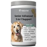 NaturVet Senior Advanced 5-in-1 Support Dog Supplement – Helps Support Immune System, Heart, Liver, Cognitive Function, Eye Health – Includes Ginkgo Biloba, Lutein – 60 Ct.