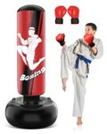 NZQXJXZ Kids Punching Bag- 65IN Inflatable Boxing Bag with Boxing Gloves for Practicing MMA Karate Taekwondo and to Relieve Pent Up Energy