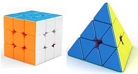 D ETERNAL Speed Cube Combo Set Of 3X3X3 And Pyraminx Pyramid Triangle High Speed Stickerless Puzzle Cube Game Toy, Kids and Professionals