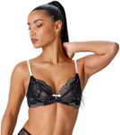 Gossard Women's Superboost Lace Non-Padded Plunge Bra, Black (Black/Ivory Rose), 36B