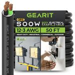 GearIT 12/3 12 AWG Portable Power Cable (50 Feet - 3 Conductor) SOOW 600V 12 Gauge Electric Wire for Motor Leads, Portable Lights, Battery Chargers, Stage Lights and Machinery -50ft Electrical Cord