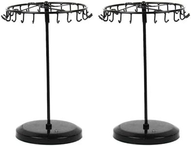 Auto-plaza Pair of 23 Hooks Brass Spinning Jewelry Tree Rotate Display Stand Jewelry Organizer (Black)