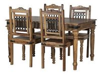 Oak and Pine Online Classically Modern Indian Thakat Solid Sheesham Rosewood Dining Table & 4 Assembled Dining Chairs Dining Room Furniture