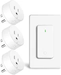 Plug with Remote,GreenCyle 3 Remote Control Outlet Plug with 1 Switch,Wireless On/Off Light Switch Wall Mounted,15A/1500W,TUV List,No Wiring Needed,500ft RF Range,for Lamp,Household Appliances