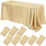8 Packs Satin Tablecloth 102 x 58 Inches Rectangle Table Cover Slik Smooth Fabric Champagne Party Table Cloth for Rectangle Table Parties,Holiday Dinner Wedding Banquet Decoration (Champagne)