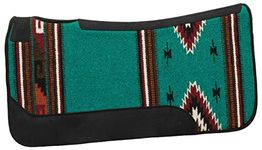 Weaver Equine 31" x 32" Contoured Single Weave Wool Blend Felt Horse Saddle Pad, Shock Absorbing Western Saddle Pad for Protection, Turquoise Pattern