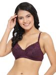 Clovia Women's Net Wire Free Full Cup Padded Bra (BR1879A1534C_Purple_34C)