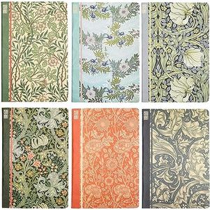 William Morris Soft Cover Travel Journal Notebooks (A5 Size, 6 Pack)