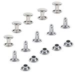 300 Sets Silver Stainless Steel Leather Rivets Double Cap Rivet Tubular Metal Studs Repairs Decoration Craft Accessories for Leather Craft Clothes Shoes Bags Belts (8mm, Silver)