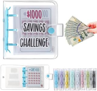 1000 Money Saving Challenge with 25 Binder Mini Money Savings Challenge Book with Envelopes Budget Saving Cash for Budgeting Planner Teacher Graduation Gift Kid Home School Favor(1 Pcs, Blue)