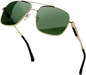KANASTAL Gafas de Sol Verde Militar Hombre Polarizadas Cuadradas Grandes Verde Oscuras Metálica Mujer Clásicas Vintage UV400 Sunglasses Green - Doradas Verde Lentes
