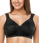 ZeroBound Women's Minimizer Bras Comfort Cushion Strap Wirefree Full Coverage Large Bust Non-Padded Bra(Black,38DD)