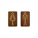 SUNSIGNS - Male and Female Toilet Signage Board, Materail MDF with Golden Plastic Glass, Size 2.5 X 4 Inch