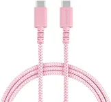 Smartish USB-C Charger for iPhone 16,15 - Crown Joule - 6 Foot Fast Fabric Wrapped 6ft Charging Cable 100W - [Nylon USB C to USB C Cord] Compatible w/Android, Pixel, Galaxy - MacBook Pro - Pink