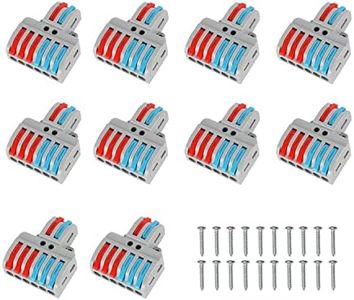 Compact Wire Connectors, EMTSEB 10 pcs Compact Splicing Connectors, Assortment Conductor, Butt Terminal Connectors, Electrical Connectors Blocks with 20 pcs Screws (2 in 6 out)