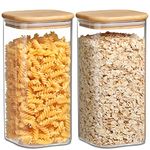 YUEYEE Glass Jars with Lids,Glass Storage Jars with Airtight Bamboo Lids for Preserving Beans Nut Sugar Tea Coffee,Large Capacity Transparent Glass Storage Containers 2 Pack 1600ml Cereal Container