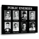 Public Enemy Mafia Posters for Walls Bugsy Siegel Black Gangster Pictures Art Prints Mob Boss Poster Art Canvas Painting for Decoration Framed Size 12x18 inch(30x45cm)