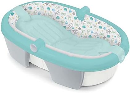 Summer Infant Foldaway Baby Bath (Under The Sea) - Convenient Baby Bathtub That Folds Compactly for Easy Storage and Travel - Inflatable Base for Extra Support - Durable Infant Tub