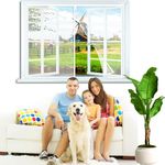 Fly Screen Window Magnetic, 155x160cm Mesh Fly Curtain Shut Automatically Easy to Install Insects Out Mosquito Mesh Curtain for Sliding Glass Door Patio Door White