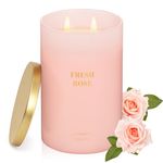 Goodpick 22 oz Rose Scented Soy Candles - Large 2 Wick Candles for Home, 80-120 Hours Burn Time, Perfect Gifts for Women, Birthday & Mother's Day