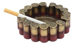 Ebros Western 12 Gauge Shotgun Shells Round Cigarette Ashtray Figurine 4.5"Diameter For Marksmen Hunting Outdoor Lovers and Fans Decorative Ashtray