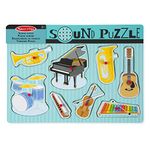 Melissa & Doug Musical Instruments Sound Puzzle, Kids Wooden Puzzles for 2 year olds, Baby Puzzles, Wooden Peg Puzzles, Toddler Sound Puzzle, Shape Puzzle, Jigsaws for Children Age 2 3 6