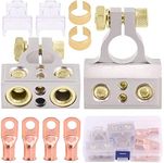 Glarks 8Pcs Car Battery Terminals Connectors 0/4/8/10 Gauge Battery Terminals with Heavy Duty Wire Ring Terminal Connectors for Car, Vehicle, RV and Boat Use