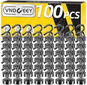VNDUEEY 100 Pack Black Magnetic Hooks, 25Lbs Strong Magnetic Hooks for Cruise Cabins, Magnet Hooks Heavy Duty, Metal Magnet Hook for Classroom, Office, Home and Garage