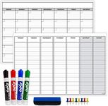 Global Printed Products Laminated Dry Erase Calendar Large 24"x36": Double Sided with Weekly & Monthly Format Planner Erasable. Includes 4 Expo Dry Erase Markers, Eraser and 8 Push Pins for Hanging