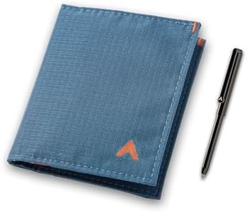 Allett Hybrid Card Wallet & Pen Bundle | Indigo Blue, Nylon, RFID Blocking, Vertical Layout | Slim, Minimalist, Bifold, Card Holder, Water Resistant | Holds 3-10+ Cards, Cash | Stainless Steel Pen