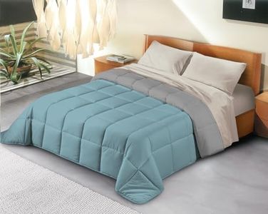 Banzaii Trapunta Invernale in Ecopiuma Double Face Super Soft Due Piazze Matrimoniale 260x260 cm Acquamarina/Grigio