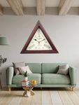 X N Cross Wooden Triangle Wall Clock Antique Look Style Deep Glass Roman Number for Home, Hall, Office (12 inch, White Brown)