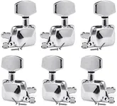 SAPHUE 3+3 Semi-closed Guitar Tuners String Tuning Pegs Keys Machine Heads Set for for Acoustic or Electric Guitar (Chrome)