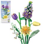 WISHTIME Flower Bouquet Building Kit, Bricks Building Kit, Artificial Flowers, Botanical Collection for All Ages, DIY Unique Flower Home Decoration, Gifts for Kids Girls Boys Adults