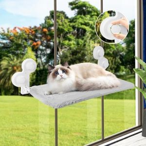 OMIPAWZ Cordless Cat Window Perch for Indoor Cats, Foldable Cat Hammock Bed Shelf Seat for Kitten Large Cat